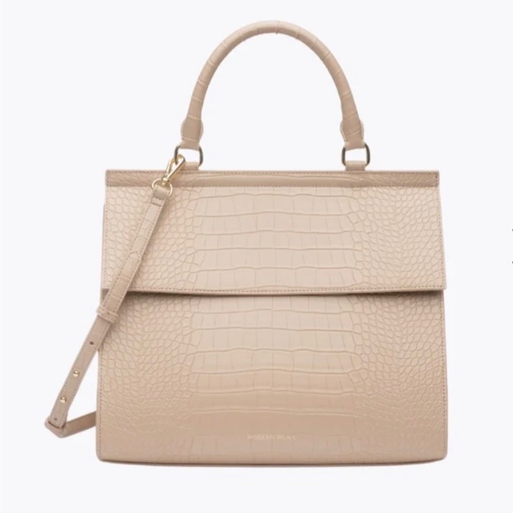 Modern Picnic the Large Luncher Lunch Bag in Cream vegan Leather Croc